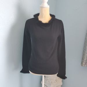 Pursuits Angora rabbit hair black sweater C78